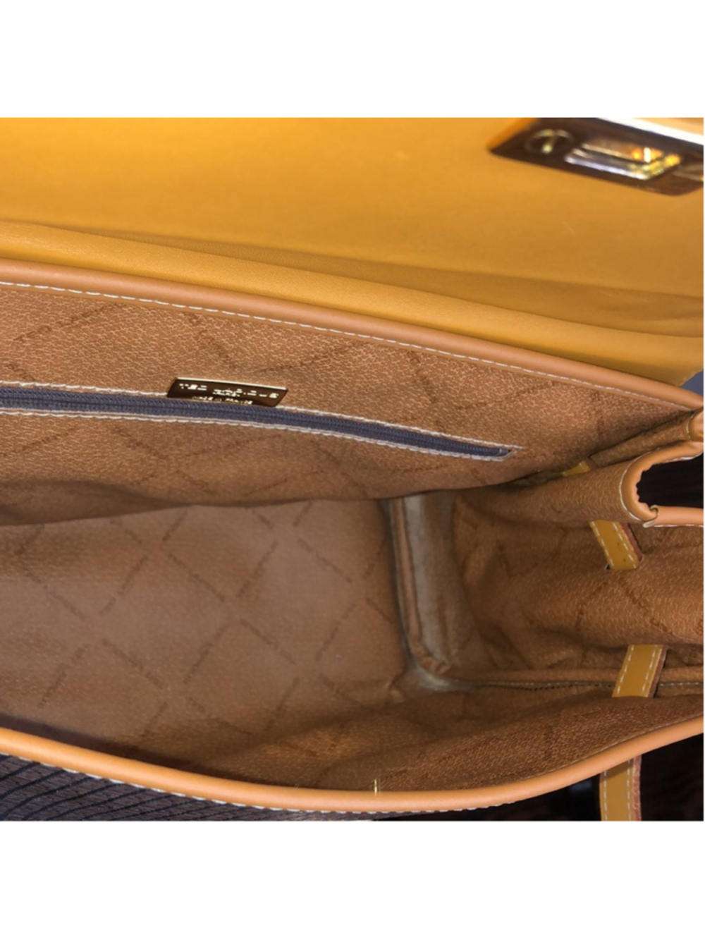 TED LAPIDUS Caramel Leather Top Handle & Monogram Embossed Crossbody Satchel - Picture 7 of 17